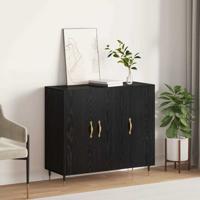 Dressoir met opslag met de deur Zwart 90 x 34 x 80 cm Bewerkt hout