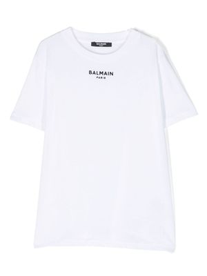 Balmain Kids t-shirt en coton à logo brodé - Blanc