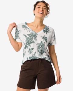 HEMA Dames T-shirt Evie Met Linnen Wit (wit)