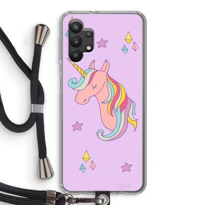Roze eenhoorn: Samsung Galaxy A32 5G Transparant Hoesje met koord