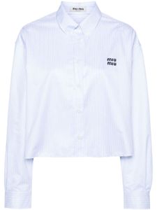 Miu Miu chemise rayée à logo brodé - Blanc