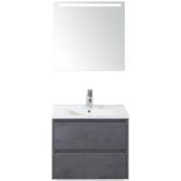 Dante Badmeubelset 60 cm - Beton Antraciet - Keramische Wastafel Wit Enjoy met Sence Spiegel