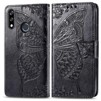 Butterfly Love bloemen reliëf horizontale Flip lederen draagtas voor LG W10 met houder & kaartsleuven & portemonnee & Lanyard (zwart)