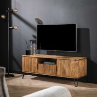 LifestyleFurn TV-meubel Sharmila 135cm, mangohout met metalen pootjes - Massief mango zandkleur - thumbnail