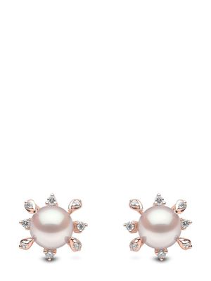 Yoko London boucles d'oreilles en or rose 18ct pavées de diamants