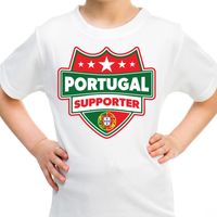 Portugal schild supporter t-shirt wit voor kinderen - thumbnail