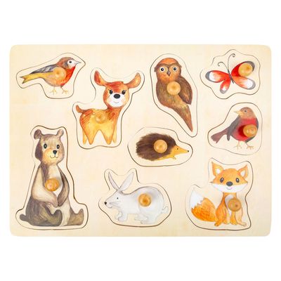 Small Foot houten noppenpuzzel bosdieren, 9st.