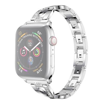 Kleurrijke diamant roestvrijstalen horlogeband voor Apple Watch serie & 40mm/3 & 2 & 1 38mm (zilver)