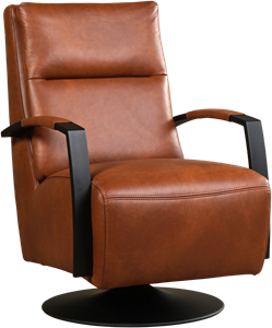 Cognac leren industriële draaifauteuil Award - staal zwart frame met schotelvoet - Granada leer Savannah (cognac leer)