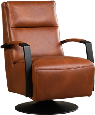 Cognac leren industriële draaifauteuil Award - staal zwart frame met schotelvoet - Granada leer Savannah (cognac leer)