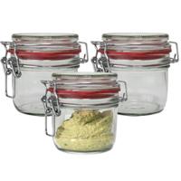 Weckpot/inmaakpot - 3x - glas - 125 ml - met beugelsluiting - transparant