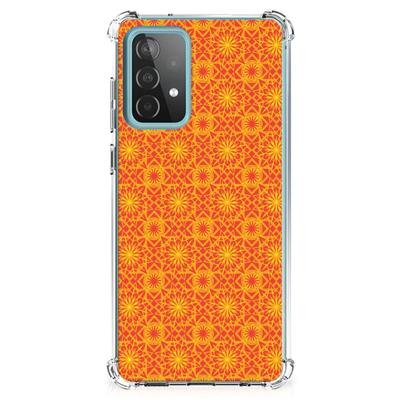 Samsung Galaxy A52 4G/5G Doorzichtige Silicone Hoesje Batik Oranje Samsung Galaxy A52 4G/5G Doorzichtige Silicone Hoesje Batik Oranje
