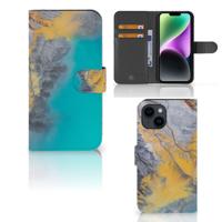 iPhone 15 | Bookcase | Marble Blue Gold