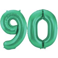 Folat Verjaardag Leeftijd folieballon - 90 jaar - groen - 86 cm - cijferballon groot