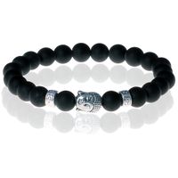 Kralen armband heren Matte Onyx Buddha Silver - thumbnail