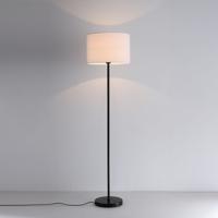 Staande lamp Lenyro bianco nero - E27-fitting - IP20 voor binnen - Linnen kap - Metaal frame - Wit en zwart