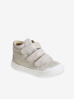 Leren MID-sneakers met klittenband, kleutercollectie meisjes goud - thumbnail