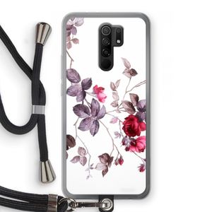 Mooie bloemen: Xiaomi Redmi 9 Transparant Hoesje met koord