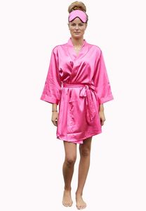 Satin-Luxury Donker roze satijnen kimono met naam borduren