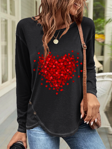 Casual Buttoned Heart T-Shirt