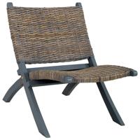 Relaxstoel natuurlijk kubu rattan en massief mahoniehout grijs