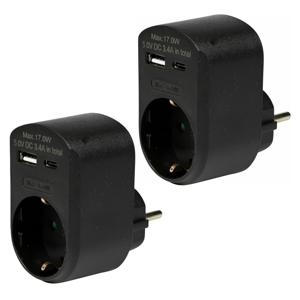 Benson Stopcontact met USB- 2x -A en USB-C - zwart - 16A - 5,0V DC - 3,4A