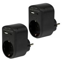 Benson Stopcontact met USB- 2x -A en USB-C - zwart - 16A - 5,0V DC - 3,4A Benson Stopcontact met USB- 2x -A en USB-C - zwart - 16A - 5,0V DC - 3,4A