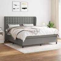 Boxspring met matras stof donkergrijs 160x200 cm