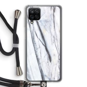 Gestreepte marmer: Samsung Galaxy A12 Transparant Hoesje met koord