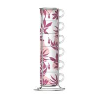 Bialetti Primavera Set van 6 espressokopjes op voet - Roze