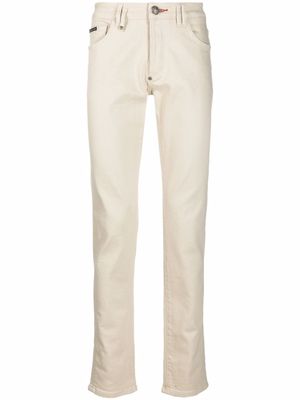 Philipp Plein jean slim à plaque logo - Tons neutres
