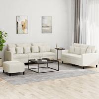 3-delige Loungeset met kussens fluweel crèmekleurig