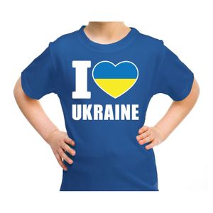 I love Ukraine t-shirt Oekraine blauw voor kids