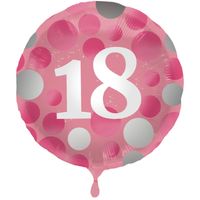Folieballon 18 Jaar Glossy Pink (45cm)