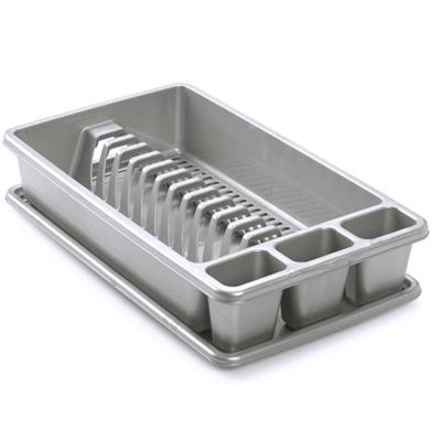 PlasticForte Afdruiprek met lekbak - zilvergrijs - 45 x 26 cm - afwasrek