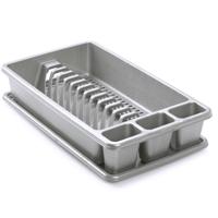 PlasticForte Afdruiprek met lekbak - zilvergrijs - 45 x 26 cm - afwasrek