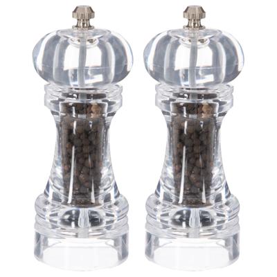 5Five Pepermolen acryl transparant - Set van 2x stuks - 15 cm - Pepermaler - Kruiden en specerijen v
