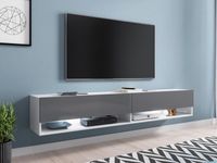 TV-meubel ACAPULCO 2 klapdeuren 180 cm wit/grijs met led - thumbnail