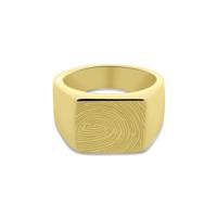 Gegraveerde vingerafdruk mannen zegelring - Stainless steel - Goud - Ringmaat 20