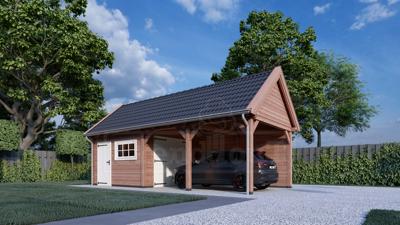 Trendhout Zadeldak XL Buitenverblijf 415x380 cm Douglashout blank- Zadeldak- Hout- Trendhout
