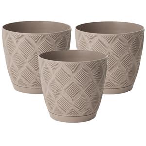 Form Plastic Plantenpot/bloempot New Age - 3x - kunststof - beige - D19 x H17 cm