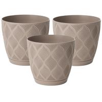 Form Plastic Plantenpot/bloempot New Age - 3x - kunststof - beige - D19 x H17 cm