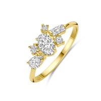 Elegant 14k Geelgouden Ring met Zirkonia - Breedte 7.5mm