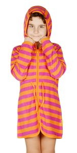 Gestreepte kinderbadjas roze-6 jaar