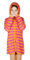Gestreepte kinderbadjas roze-6 jaar