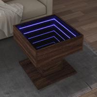 Salontafel met LED 50x50x45 cm bewerkt hout bruin eikenkleurig