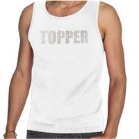 Glitter tanktop wit Topper rhinestones steentjes voor heren - Glitter tanktop/ outfit