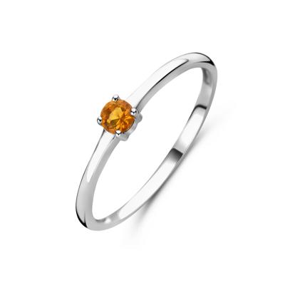 925 Zilveren Ring November Citrien Geboortesteen 3mm