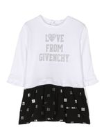 Givenchy Kids robe en coton à détail logo brodé - Blanc