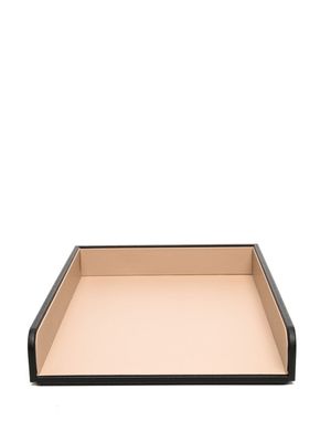 Smythson plateau en cuir à logo gravé - Noir